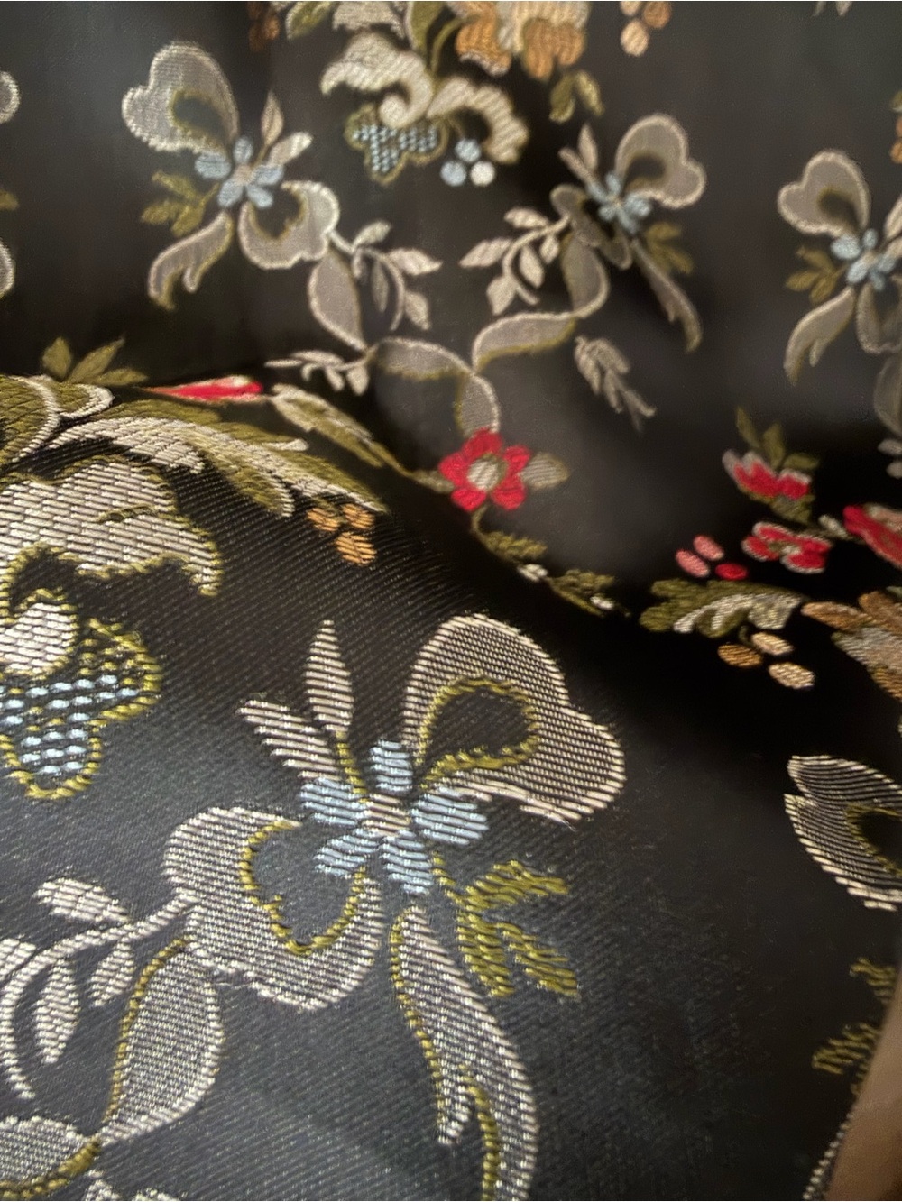 Vintage Susan Bristol Black Floral Brocade Pleated Maxi Skirt Size 6 - Picture 7 of 7